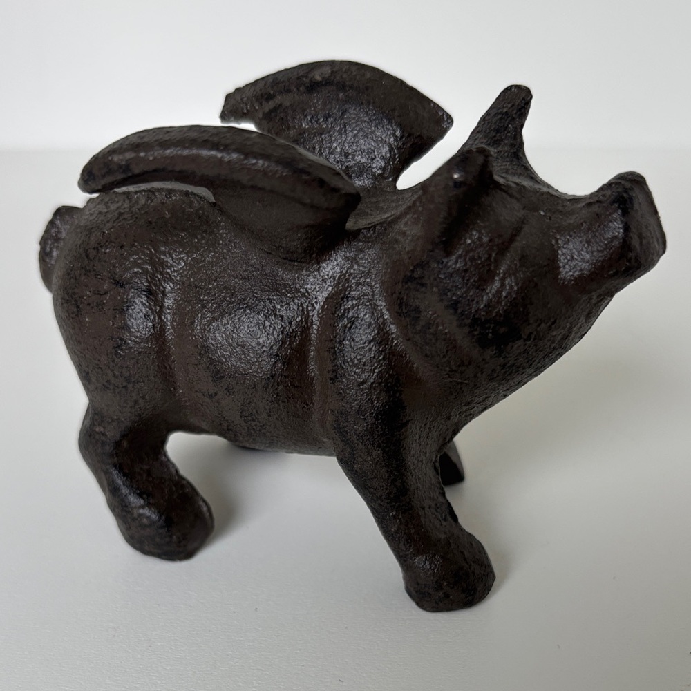 Flying Pig Cast Iron Sculpture